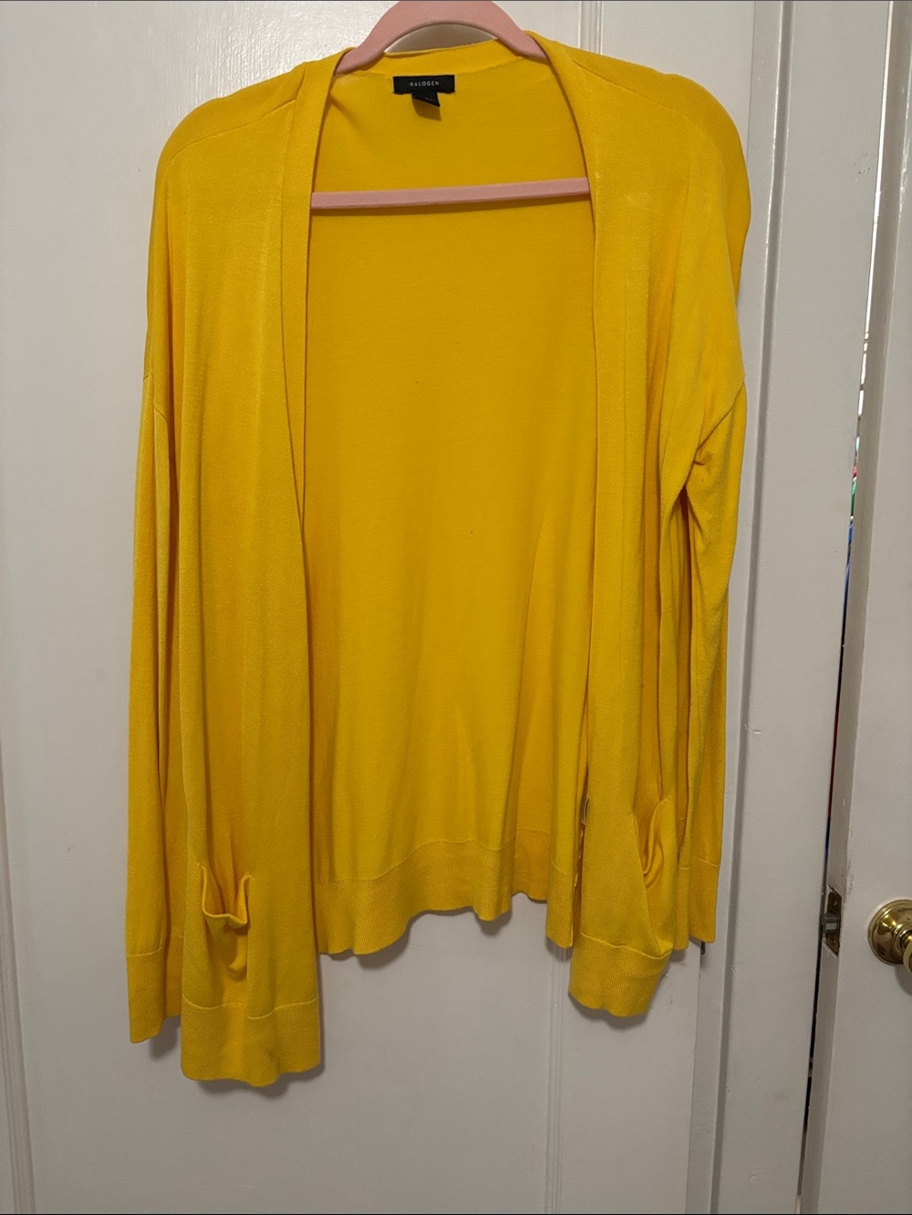 Halogen Bright Yellow Open-Front Women's Cardigan